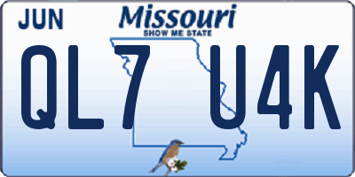 MO license plate QL7U4K