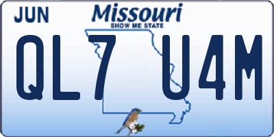 MO license plate QL7U4M