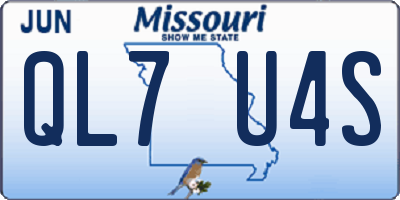 MO license plate QL7U4S
