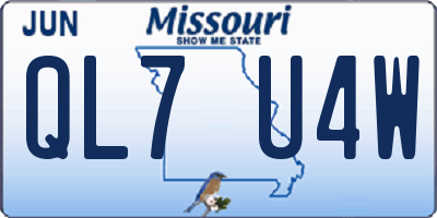 MO license plate QL7U4W