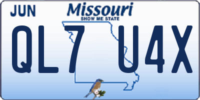 MO license plate QL7U4X
