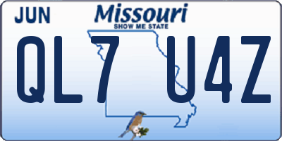 MO license plate QL7U4Z