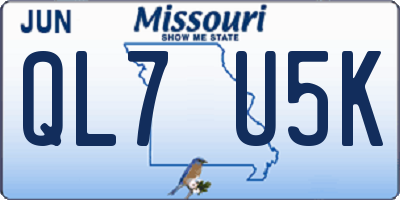MO license plate QL7U5K