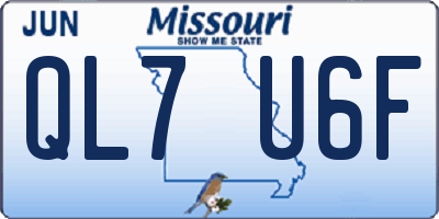 MO license plate QL7U6F