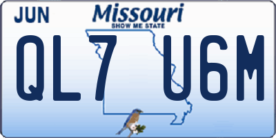 MO license plate QL7U6M