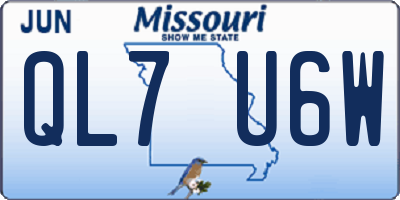 MO license plate QL7U6W