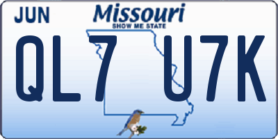 MO license plate QL7U7K