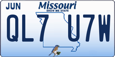 MO license plate QL7U7W