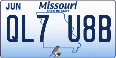 MO license plate QL7U8B