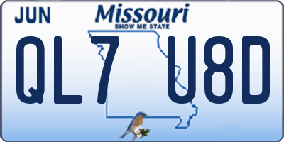 MO license plate QL7U8D