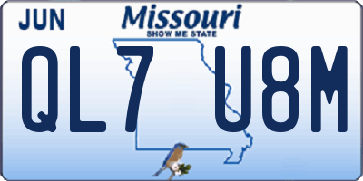 MO license plate QL7U8M