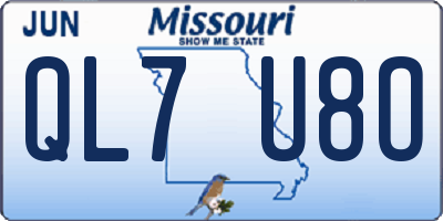 MO license plate QL7U8O