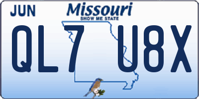 MO license plate QL7U8X