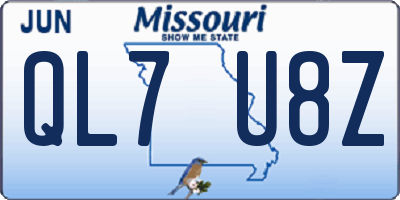 MO license plate QL7U8Z