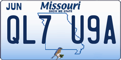 MO license plate QL7U9A