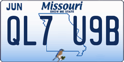 MO license plate QL7U9B