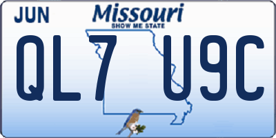 MO license plate QL7U9C