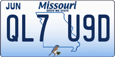 MO license plate QL7U9D