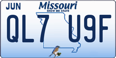 MO license plate QL7U9F