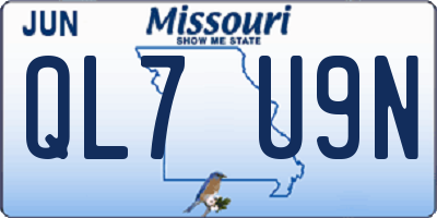 MO license plate QL7U9N