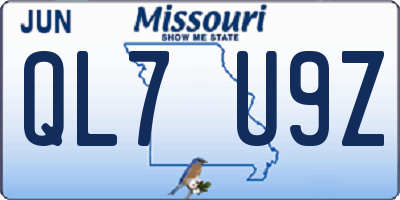 MO license plate QL7U9Z