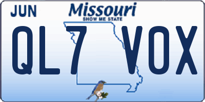 MO license plate QL7V0X