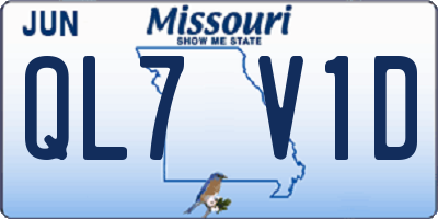 MO license plate QL7V1D