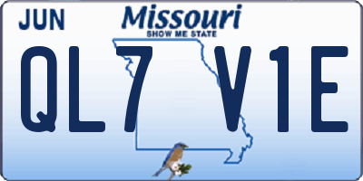 MO license plate QL7V1E