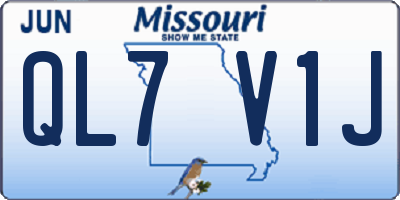 MO license plate QL7V1J