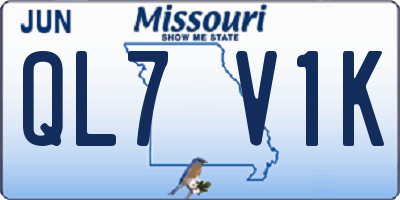 MO license plate QL7V1K