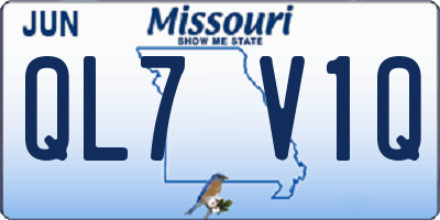 MO license plate QL7V1Q
