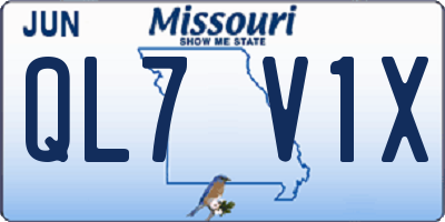 MO license plate QL7V1X