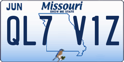 MO license plate QL7V1Z