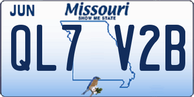 MO license plate QL7V2B