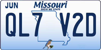MO license plate QL7V2D