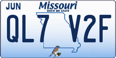 MO license plate QL7V2F