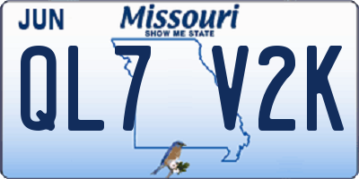 MO license plate QL7V2K