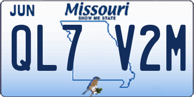 MO license plate QL7V2M