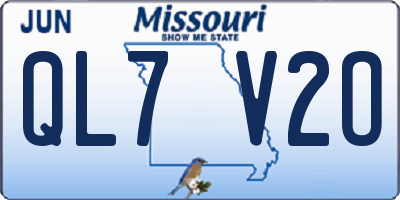 MO license plate QL7V2O