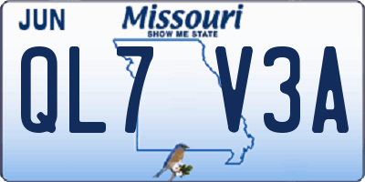 MO license plate QL7V3A