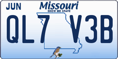 MO license plate QL7V3B