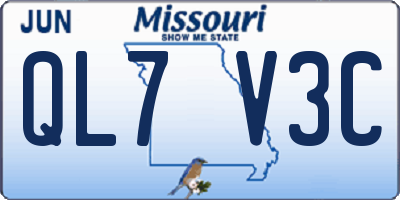 MO license plate QL7V3C