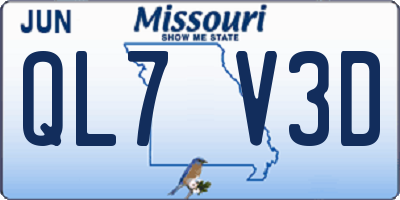 MO license plate QL7V3D