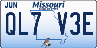 MO license plate QL7V3E