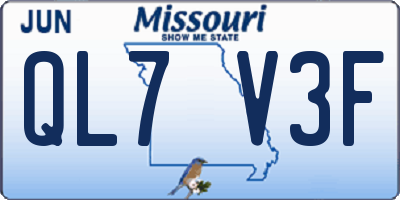 MO license plate QL7V3F