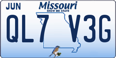 MO license plate QL7V3G