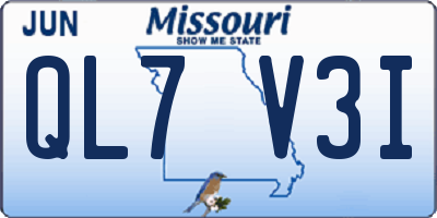 MO license plate QL7V3I