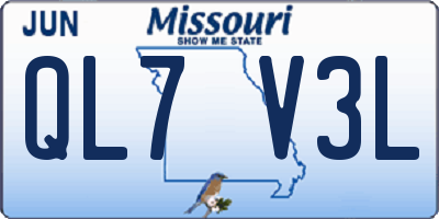 MO license plate QL7V3L