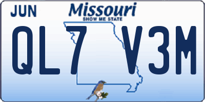 MO license plate QL7V3M