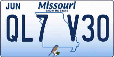 MO license plate QL7V3O